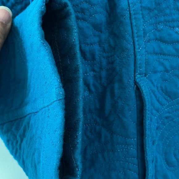 Chico's Teal Blue Quilted Jacket sz 1 (Med/8) - Picture 3 of 9